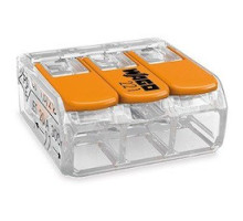 WAGO CORPORATION  221-413/VE00-2500  60273344      COMPACT Splicing Connectors; 3-conductor Connector; With Operating Levers; Max.ambient Operating Temp. 85 C