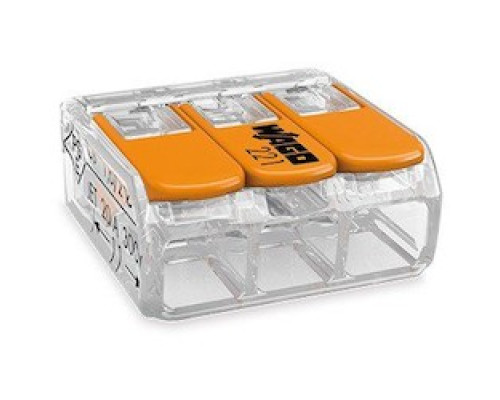 WAGO CORPORATION  221-413/VE00-2500  60273344      COMPACT Splicing Connectors; 3-conductor Connector; With Operating Levers; Max.ambient Operating Temp. 85 C