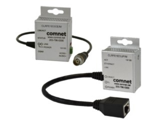COMNET COMMUNICATION NETWORKS  CLRFE1EOUP/M      Single Channel Ethernet over UTP with IEEE 802.3af 15.4W Pass-Through PoE, 10/100Mbps Auto Sensing, Industrial, Remote Only, PoE Powered Only