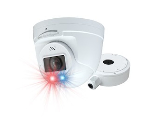 SPECO TECHNOLOGIES  O4TDD2M      4MP AI IP Turret Camera With Digital Deterrent, 2.8-12mm Motorized Lens, White, NDAA, Includes Junction Box