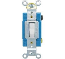 COOPER WIRING DEVICES  1201W      AC Quiet Toggle Switch, single pole, 15A/120/277V, auto grounding, back & side wire, white