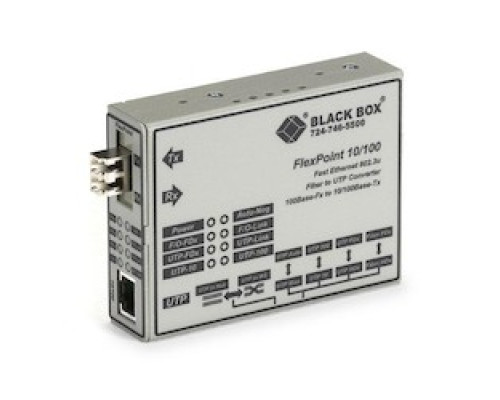 BLACK BOX NETWORK SERVICES LMC100A-SMLC-R2   Fast Ethernet 100-Mbps Media Converter - 10/100-Mbps Copper to 100-Mbps Single-mode Fiber, 1310nm, 28km, LC