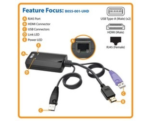 TRIPP LITE B055-001-UHD   NetDirector HDMI USB Server Interface Unit with Virtual Media and CAC Support B064-IPG Series , USB and HDMI