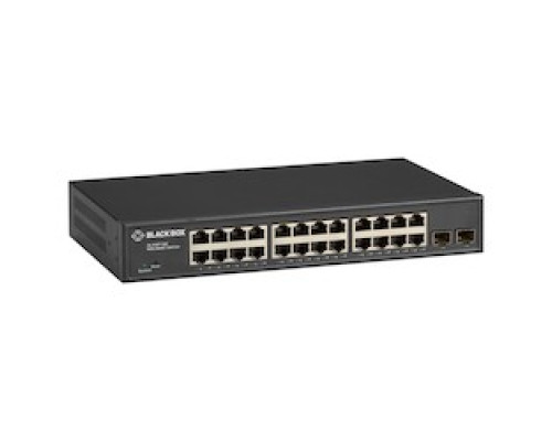 BLACK BOX NETWORK SERVICES LGB2126A   Gigabit Ethernet 1000-Mbps Web Smart Switch - 24 10/100/1000-Mbps Copper RJ45, 2 100/1000-Mbps SFP