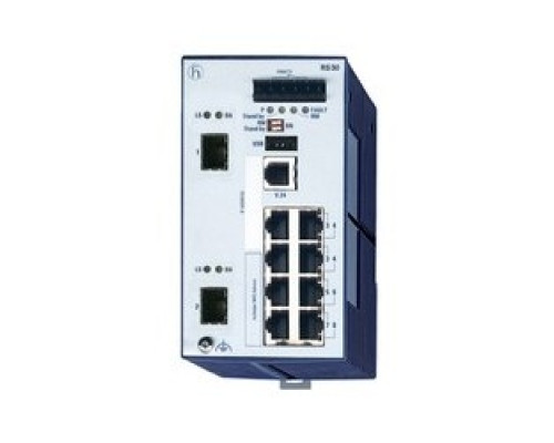 HIRSCHMANN  942077999-25  MSM40-C1C1C1C1T      Compact OpenRail Gigabit Ethernet Switch; 10 Ports in total, 2 Gigabit Ethernet ports; 1. uplink: Gigabit SFP-Slot; 2. uplink: Gigabit SFP-Slot; 8 x standard 10/100 BASE TX, RJ45