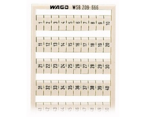 WAGO CORPORATION  209-666      TERMINAL BLOCK MARKER -1 TO 50HORIZ 5-17.5MM BLK 2 SETS WHITE