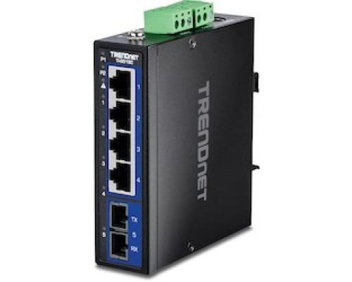TRENDNET  TI-G51SC      5-Port Industrial Gigabit DIN-Rail Switch with Multi-Mode SC Port