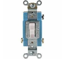 COOPER WIRING DEVICES  1203W      AC Quiet Toggle Switches, 3-way, 15A/120/277V, auto grounding, back & side wire, white