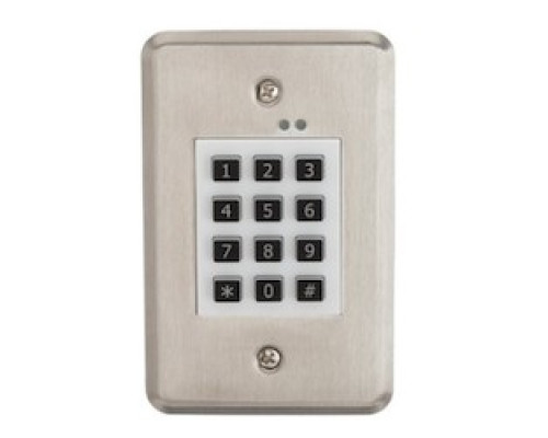 LOCKNETICS  DKP-165      Fully programable indoor digital keypad with up to 480 users with 1 to 6 user codes, Back-lit and audible key press feedback, 12/24VDC, Multi-colored LED, Timed anti-pass back, Stainless steel gang plate, Tamper resistant s
