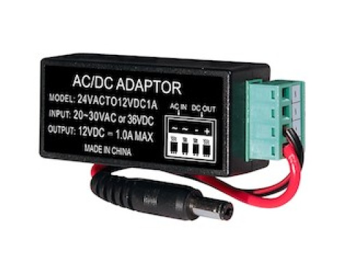 LIBERTY SECURITY  L24ACTO12DC1A               24VAC TO 12VDC CONVERTER -  SCREW TERM TO DC MALE