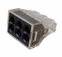 WAGO CORPORATION  773-166/K194-4045  51198223      6-conductor Pushwire connector for junction boxes with transparent housing and black cover, box of 50 pieces