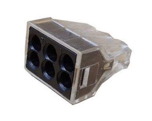 WAGO CORPORATION  773-166/K194-4045  51198223      6-conductor Pushwire connector for junction boxes with transparent housing and black cover, box of 50 pieces