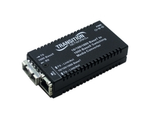 LANTRONIX  M/GE-ISW-LX-01      Media Converter, Mini, 10/100/1000Base-T to 1000Base-LX, Single-Mode, 24 to 36 Volt AC, 12 to 24 Volt DC, 1.2 Watt, 10240 Byte Frame, 1.8