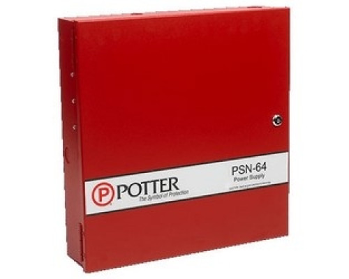 POTTER ELECTRIC  3006436  PSN-64              Power Expander, 5.1A at 120 VAC, 2.5A at 240 VAC, 50/60 Hertz, 60 Milliampere Standby, 200 Milliampere Alarm, 18 Gauge Cold Rolled Steel, Red Powder Coated