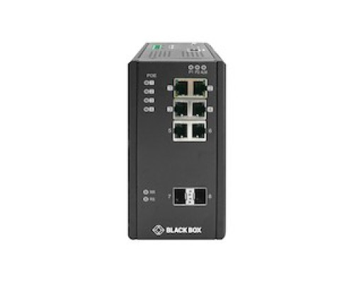 BLACK BOX NETWORK SERVICES LIE1082A   Gigabit Ethernet 1000-Mbps Extreme Temperature Managed PoE+ Switch - 4 10/100/1000-Mbps Copper RJ45 PoE+, 2 10/100/1000-Mbps Copper RJ45, 2 100/1000-Mbps SFP