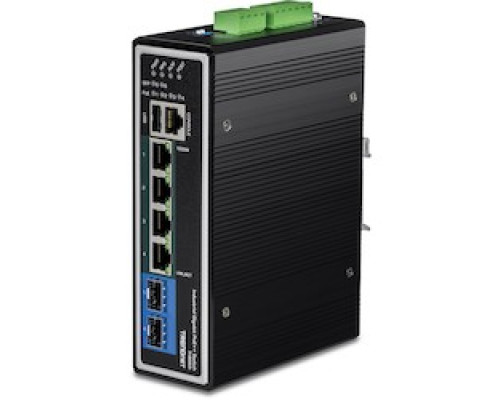 TRENDNET  TI-BG62I      6-port Industrial Gigabit L2+ Managed PoE++ Din-rail Switch