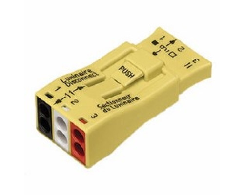 WAGO CORPORATION  873-903/K194-4045  51200768      3-pole Pushwire connector for luminaire disconnect for switching and dimming applications