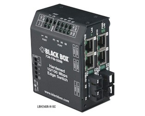 BLACK BOX NETWORK SERVICES LBH240A-H-ST-24   HARDENED HEAVY-DUTY EDGE SWITCH, 4 10/