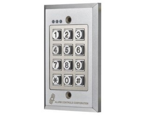 ALARM CONTROLS  KP-200      Digital Keypad, Vandalproof, Weatherproof, Flush Mount, Backlit, Outdoor Programmable, 100 User, 12/24 Volt AC/DC, SPDT, 5 Ampere, 302 Stainless Steel