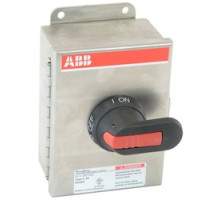 ABB  EOT32U3S4-P      3 pole, 40 amps rated at 600 V AC, UL 508, enclosed non-fusible disconnect switch in a UL/NEMA 4X stainless enclosure