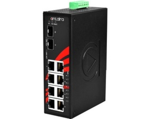ANTAIRA TECHNOLOGIES LLC LNP-1002G-SFP-T   10-Port Industrial PoE+ Unmanaged Ethernet Switch, w/ 8*10/100/1000Tx 30W/Port + 2*100/1000 SFP Slot; EOT: - 40 ~ 75C