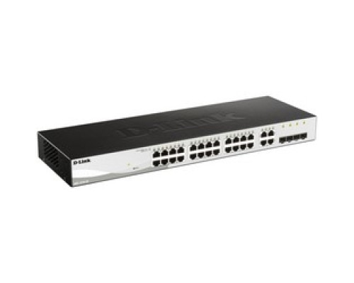 D-LINK SYSTEMS INC  DGS-1210-28      Ethernet Switch, 24-Port Gigabit, Smart Managed, 56 Gbps Switching Capacity, 100 to 240 Volt AC, 17.32 Watt, 17.3