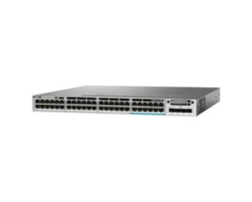 CISCO  WS-C3850-48U-S      Ethernet Switch, Managed, IP Base, Stackable, 1 RU Rack Mount, 1100 Watt, 48-port, 10/100/1000BaseT, 8 GB, 4 GB DRAM, 40 Gbps