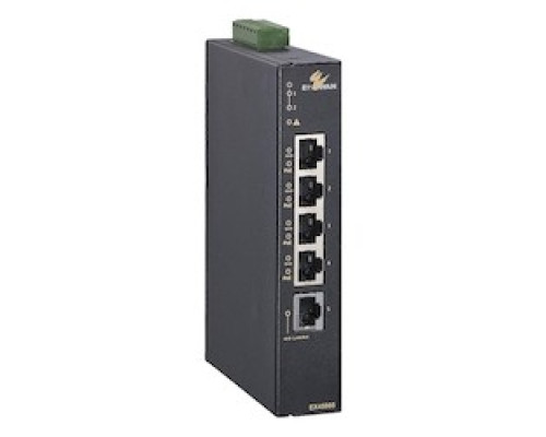 ETHERWAN SYSTEMS EX45905   5 Port Hardened -40C - 75C Unmanaged Gigabit Switch with 4 PoE+ 802.3at 30W ports + 1 Gigabit uplink port. Din Rail Mount, Power Terminal Block 24 - 48VDC, Power supply sold separately.