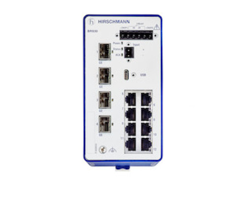 HIRSCHMANN  942170017  BRS30-8TX/4SFP-EEC      Compact Managed Industrial Switch, fanless design, FE switch with Gigabit uplinks