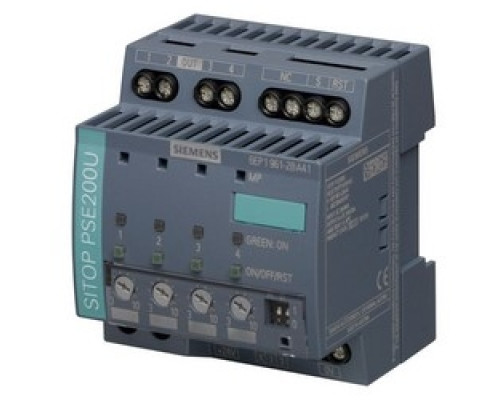 SIEMENS  6EP1961-2BA21      SITOP PSE200U 10 A Selectivity Module 4-Channel, 24 V DC/40 A Input, 24 V DC/4X 10 A Output, Level Adjustable 3-10 A Mit Status Message For Each Output
