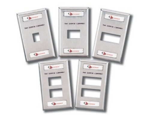 SIEMON COMPANY  MX-FP-S-02-SS-L               Faceplate, Single Gang, 2 Openings, MX, Stainless Steel, with Label Holder