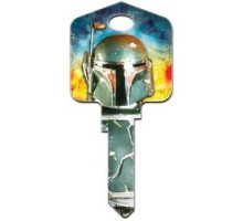 HOWARD KEYS  SC1-SW3               Decorative Key Blank, Schlage, Large Headed, Painted, Star Wars Boba Fett Design, With Metallic Ink, Individually Carded