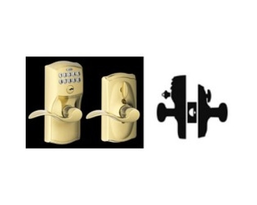SCHLAGE ALLEGION BRAND  FE595 CAM/ACC 505 16211 10063        Door Lock, Keypad, Flex-Locking, Camelot/Accent Lever, Lifetime Bright Brass, With Triple Deadlatch, Dual Strike