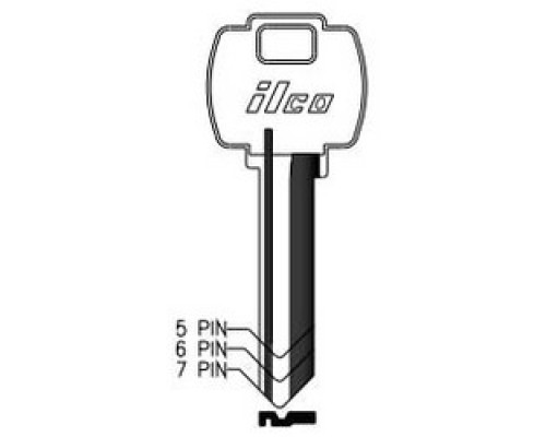 KABA ILCO CORP  1054WC NP A02  AL4886110B              Cylinder Lock Key Blank, 5-Pin, Brass, Nickel Plated, 2 Price Group, For Falcon