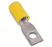 THOMAS & BETTS  RC486U               Nylon Insulated Rectangular Ring Terminal with 90 Degree Bend, Length 0.984in, Width 0.237in, Bolt Hole #4, Wire Range #12-#10 AWG, Yellow, Copper, Tin Plated