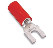 THOMAS & BETTS  RA2243               Nylon Insulated Locking Fork Terminal, Length 0.86in, Width 0.29in, Max Insulation 0.136, Bolt Hole #8, Wire Range #22-#16 AWG, Red, Copper, Tin Plated, 1,000 Pack