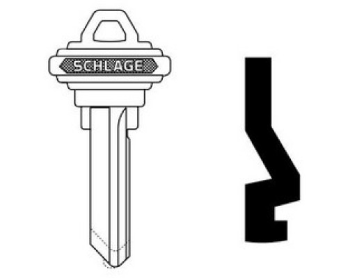 SCHLAGE ALLEGION BRAND  35-101-G        Door Lock Cylinder Key Blank, Classic, Conventional, Embossed, Standard Bow, 6-Pin Cylinder, G Keyway, Nickel Silver
