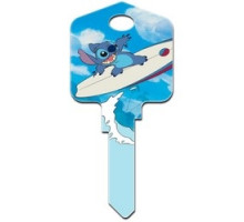 HOWARD KEYS  SC1-D67               Decorative Key Blank, Schlage, Large Headed, Painted, Disney Stich Surfing Design, Individually Carded