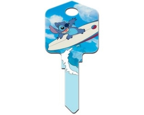 HOWARD KEYS  SC1-D67               Decorative Key Blank, Schlage, Large Headed, Painted, Disney Stich Surfing Design, Individually Carded