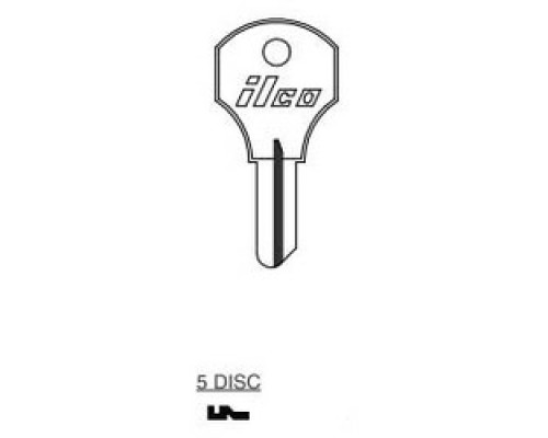 KABA ILCO CORP  S1000V NP A02  IAL2503606B              Cylinder Lock Key Blank, 5-Disc, Brass, Nickel Plated, 2 Price Group, For Corbin Cabinet Lock/Hudson