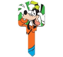 HOWARD KEYS  KW-D85               Decorative Key Blank, Kwikset, Large Headed, Painted, Disney Goofy Design, Individually Carded