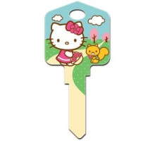 HOWARD KEYS  SC1-SR8               Decorative Key Blank, Schlage, Large Headed, Painted, Hello Kitty Spring Time Design, Individually Carded