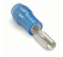 THOMAS & BETTS  RB14-111F               Nylon Insulated Female Disconnect, Length 0.75in, Width 0.15, Max Insulation 0.135, Tab Size 0.110x.020, Wire Range #16-#14 AWG, Blue, Copper, Tin Plated, 100 Pack