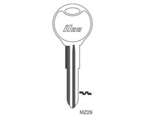 KABA ILCO CORP  MZ29 NP A04  X230              Vehicle Key Blank, Brass, Nickel Plated, 4 Price Group, For Mazda