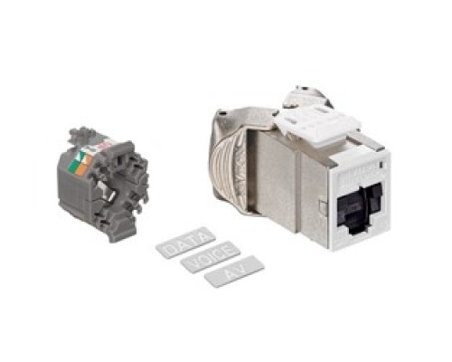 LEVITON  6ASJK-SW6               Mod Jack, Atlas-X1, Category 6A Shielded Connector, With Shutters, White