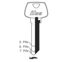 KABA ILCO CORP  01007LC NS A35  AA00018003              Cylinder Lock Key Blank, 6-Pin, Sectional, Natural Nickel Silver, 7 Price Group, For Sargent