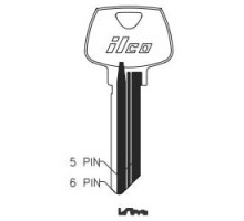 KABA ILCO CORP  01007HA NS A51  IAA53808733              Cylinder Lock Key Blank, 6-Pin, Sectional, Natural Nickel Silver, 10 Price Group, For Sargent