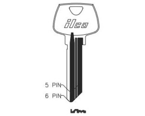 KABA ILCO CORP  01007HA NS A51  IAA53808733              Cylinder Lock Key Blank, 6-Pin, Sectional, Natural Nickel Silver, 10 Price Group, For Sargent