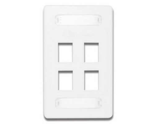 SIEMON COMPANY  10GMX-FPS04-02               Faceplate, 10G, Single Gang, 4 Openings, MX, White