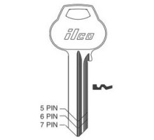 KABA ILCO CORP  A1012-D12 NS A53               Cylinder Lock Key Blank, 6-Pin, Master, Natural Nickel Silver, 12 Price Group, For Corbin/Russwin